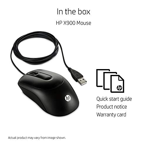 HP X900 Wired Mouse USB Óptico 1000DPI Ambidextro Negro - Ratón (Ambidextro, Óptico, USB, 1000 dpi, 70 g, Negro)