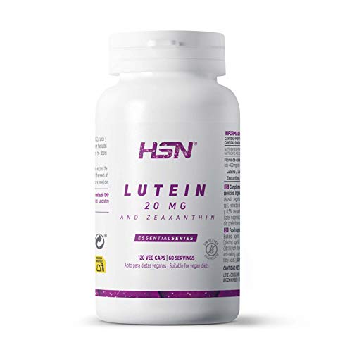 HSN Luteína 20mg Suministro para 2 Meses | con Zeaxantina | Extracto 25:1 de Flores de Tagetes Erecta | Antioxidante + Salud Ocular | Vegano, Sin Gluten, Sin Lactosa, 120 Cápsulas Vegetales