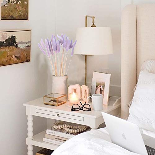 HUAESIN 30pcs Flores Secas Naturales Pequeñas Purpura 43cm Tallo de Hierba de Pampas Secas Decoracion Grass Planta Seca Pluma para Jarrones Boda Fiesta Balcon Exterior Interior Hogar Mesa Navidad