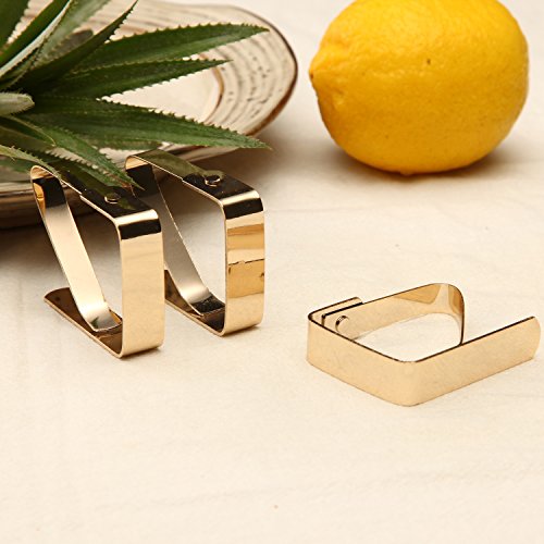 HUAFA 4 Pack Clips de Mantel,Enchapado de cobre Pinza para Mantel Cubierta,Grosor máximo 3cm (Dorado)