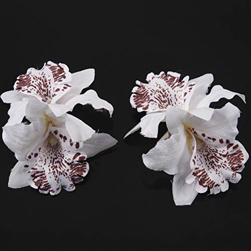 Huante 2 clips para el pelo con flores de orquídea, para novia, boda, fiesta, dama de honor, color blanco (2 unidades)