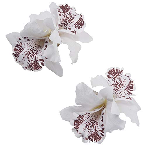 Huante 2 clips para el pelo con flores de orquídea, para novia, boda, fiesta, dama de honor, color blanco (2 unidades)