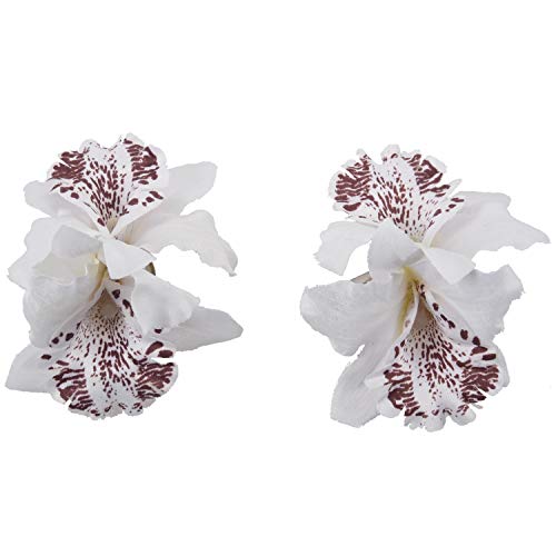 Huante 2 clips para el pelo con flores de orquídea, para novia, boda, fiesta, dama de honor, color blanco (2 unidades)