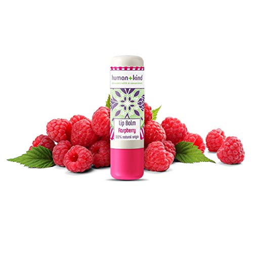 Human+Kind Bálsamo Labial de Frambuesa - Hidrata, Suaviza y Alisa Labios Secos y Agrietados – Cacao de Labios Rico en Vitamina E para Piel Sensible - Cuidado de la Piel Natural y Vegano - 4,8 g