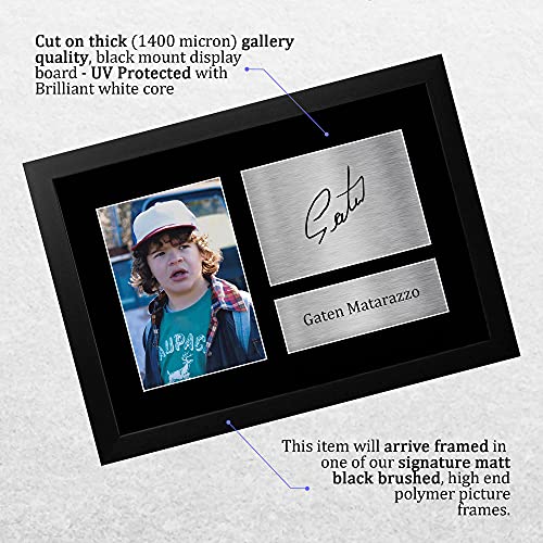 HWC Trading Gaten Matarazzo Stranger Things Dustin Henderson Gifts - Fotografía firmada para Fans de la TV Memorabilia - Marco A4