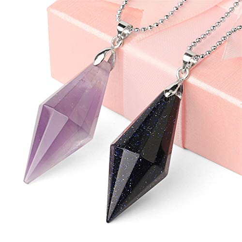 HXSZWJJ Simetría Cono Piedras Naturales Colgantes Collares Collares Multi Facetada Pirámide Reiki Rosa Cristal de Cuarzo Joyería Femenina (Metal Color : Tiger Eye Chain)