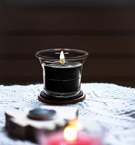 Hyoola Velas Votivas con Perfume – Velas Aromáticas en Vaso Transparente – Velas Perfumadas de Color Negro – 12 Horas de Combustión – Pack de 4 – Hechas en Europa