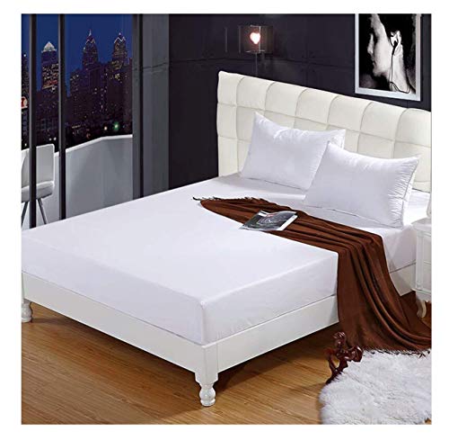 I LIKE Sabana Bajera Ajustable 100% ALGODÓN Serie Oro Color Blanco Cama DE 150 = 150x190/200