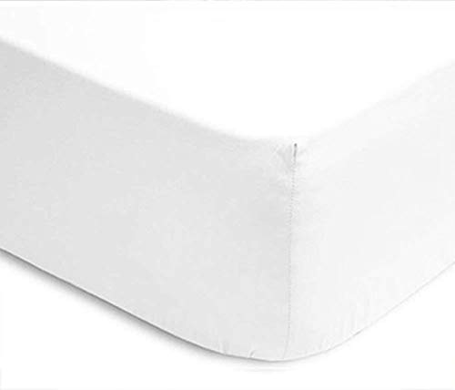I LIKE Sabana Bajera Ajustable 100% ALGODÓN Serie Oro Color Blanco Cama DE 150 = 150x190/200