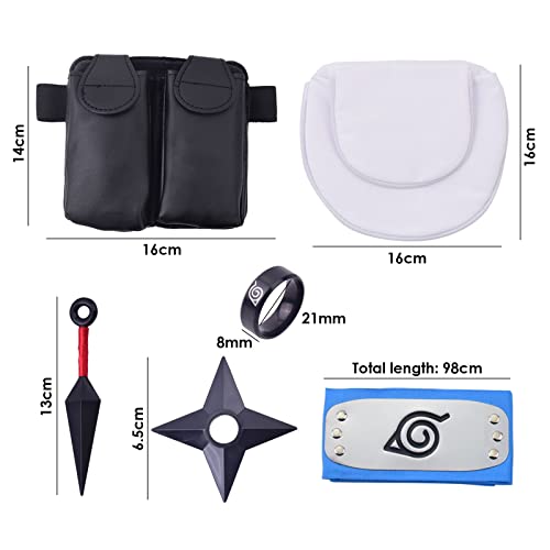 I3C Anime Juego para Cosplay Ninjia Shippuden, Accesorios de Konoha para la Disfraz de Sasuke, Shuriken Kunai Anillo Diadema Unisex para niños, Adolescentes, Adultos y los Fans de Konoha