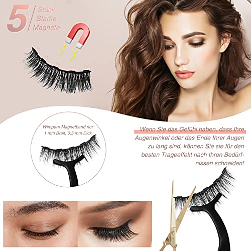 iBesi Pestañas Magneticas Naturales, 10 Pares de Pestañas Postizas Fantasia 3D, 2 Delineador Magnetico Sin Pegamento, 100% Hecho a Mano, Resistente al Agua y al Viento, Reutilizable, Diario, Fiesta