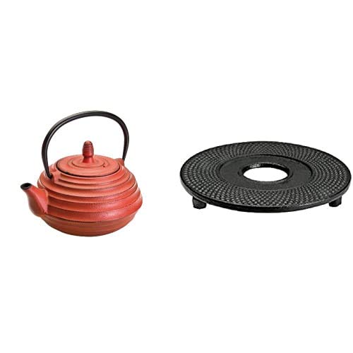 Ibili 620407 - Tetera Hierro Fundido Ceylan 0,70 Lt + 621000 - Reposateteras Plano