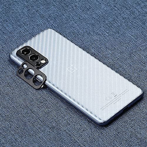 IBYWIND Cristal Templado para Oneplus Nord 2 5G, [2 Piezas],con Metálico Protector de Lente de Cámara,Atrás Pegatina Protectora Fibra de Carbono, Kit de instalación fácil