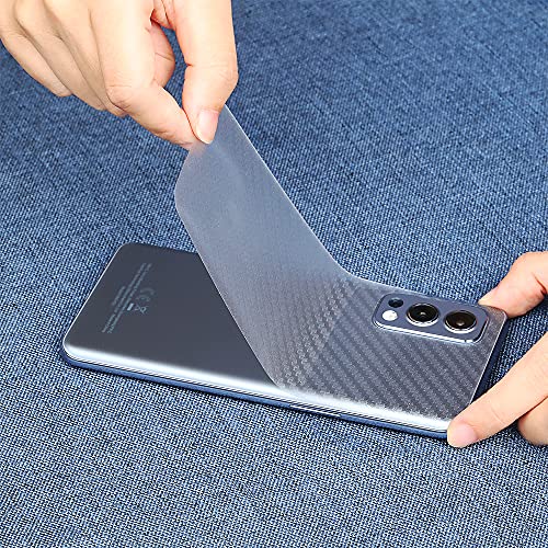 IBYWIND Cristal Templado para Oneplus Nord 2 5G, [2 Piezas],con Metálico Protector de Lente de Cámara,Atrás Pegatina Protectora Fibra de Carbono, Kit de instalación fácil