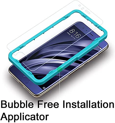IBYWIND Cristal Templado para Xiaomi Mi 6 [2 Piezas],con Atrás Pegatina Protectora Fibra de Carbono,Incluyendo Kit de instalación fácil