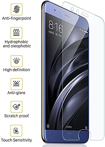 IBYWIND Cristal Templado para Xiaomi Mi 6 [2 Piezas],con Atrás Pegatina Protectora Fibra de Carbono,Incluyendo Kit de instalación fácil