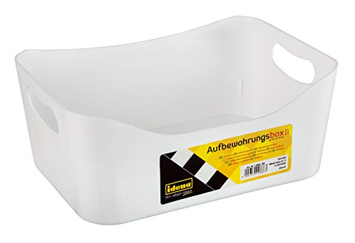 Idena 10866 – Caja de almacenamiento de plástico resistente, que garantiza orden en casa y en el trabajo, aprox. 23 x 17 x 10 cm, color blanco