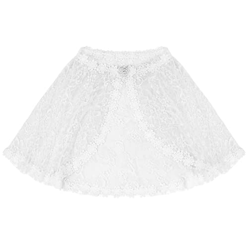 IEFIEL Bolero Elegante Niña para Vestido de Fiesta Cárdigan Blanco de Boda Torera Encaje Blanco de Fiesta Comunion Capas Elegante de Ropa de Bautizo Blanco 1-6 años