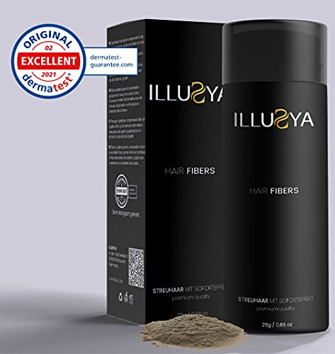 ILLUSYA® Hair Fiber - Caída del cabello - Fibras capilares para el engrosamiento del cabello. marca de primera calidad. Cabello completo en segundos. 25g (MARRÓN CLARO)