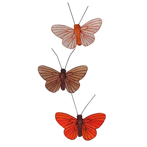 Imanes para Cortinas, decoración Mariposa Naomi, Topo/marrón/Naranja, 3 Mariposas