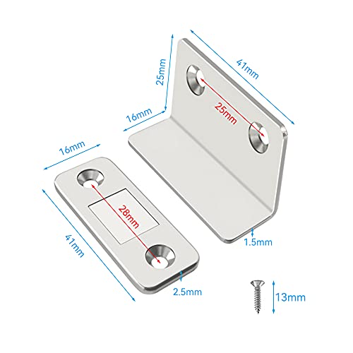 Imanes Puertas Armario, 8 Piezas Iman Puerta Adhesivo en Forma de L, Imanes Cierre Puertas con Tornillos, Cierre Magnetico para Puerta Cajón,Armarios Cocina,Gabinetes,Vinotecas