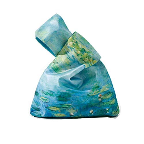 Impermeable Moda Arte Japonés Kimono Patrón Muñeca Bolso Tote Bolso Nudo Cartera Portátil Monedero para Mujeres (Water Lily)