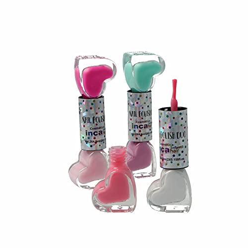 INCA. Set de 6 Pintauñas Niñas lavable con agua. Fácil de eliminar lavando las manos. Esmalte de uñas no tóxico.Incluye 6 esmaltes base agua en colores pastel