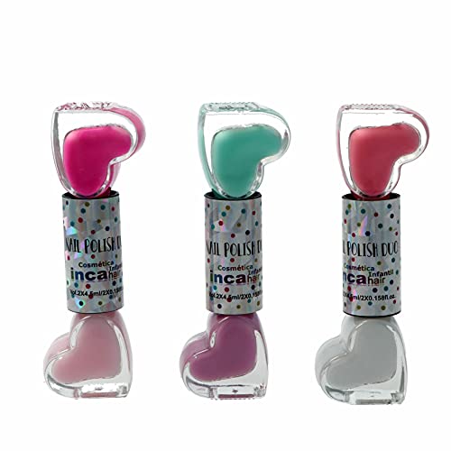 INCA. Set de 6 Pintauñas Niñas lavable con agua. Fácil de eliminar lavando las manos. Esmalte de uñas no tóxico.Incluye 6 esmaltes base agua en colores pastel