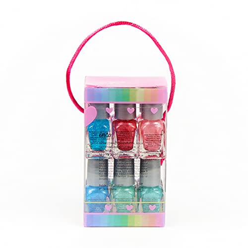 Inca. Set de Pintauñas Niñas lavable con agua. Pintauñas manicura infantil. Fácil de eliminar lavando las manos. Esmalte de uñas NO TÓXICO. 12 esmaltes de niña base agua con purpurina