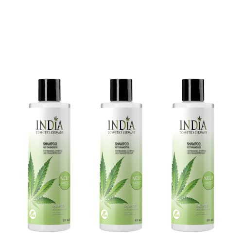 INDIA COSMETICS GERMANY Champú en paquete doble con aceite de cáñamo Sativa de primera calidad con 400ml de tamaño XXL más tratamiento de cabello gratis, un juego completo de cuidado del cabello.