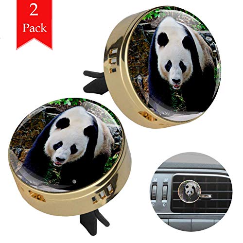 Indimization Panda Que Camina Clip de ventilación de difusor de Aceite Esencial para aromaterapia de 2 Autos de Oro Metal Cristal de Vidrio + 4 Almohadillas de Repuesto