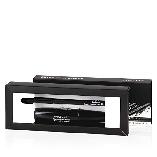 INGLOT - Set de ojo - Khol 01 + Mascara de pestañas False Lash Effect - Color Negro Intenso - Mirada efecto pestañas postizas - Maquillaje vegano - Crueltyfree