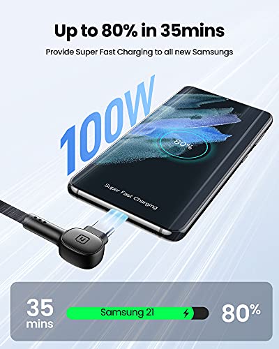 INIU Cable USB C, [100W, 2m+2m] 20V/5A PD QC4.0 carga rápida USB C a cable USB C, cargador de teléfono trenzado tipo C cable de datos para Samsung S20 Note 10 8 Xiaomi Huawei iPad Pro MacBook Air etc