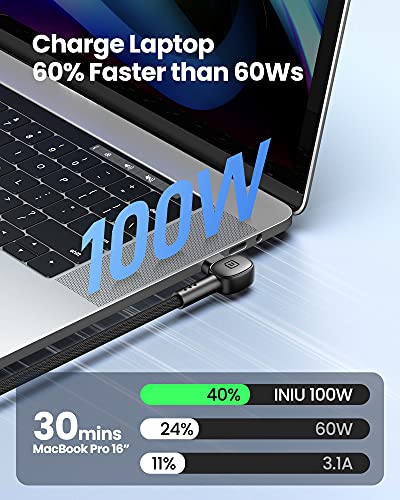 INIU Cable USB C, [100W, 2m+2m] 20V/5A PD QC4.0 carga rápida USB C a cable USB C, cargador de teléfono trenzado tipo C cable de datos para Samsung S20 Note 10 8 Xiaomi Huawei iPad Pro MacBook Air etc