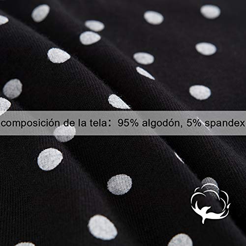 INNERSY Bragas Mujer Culotte de Algodón Braguitas Ropa Interior Cómoda y Sexy Pack de 6 (M-EU 40, 2Lunares+4Color Puro)