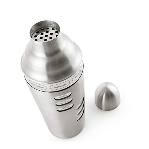 InnovaGoods IG815332 Coctelera con Recetas de Cócteles Integradas Maxer, Acero Inoxidable