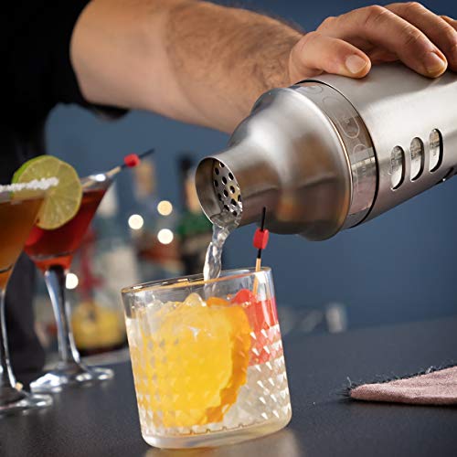 InnovaGoods IG815332 Coctelera con Recetas de Cócteles Integradas Maxer, Acero Inoxidable