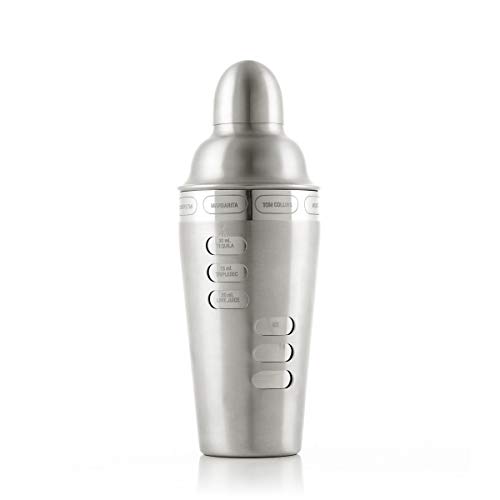 InnovaGoods IG815332 Coctelera con Recetas de Cócteles Integradas Maxer, Acero Inoxidable