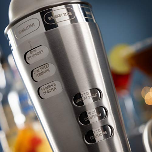 InnovaGoods IG815332 Coctelera con Recetas de Cócteles Integradas Maxer, Acero Inoxidable