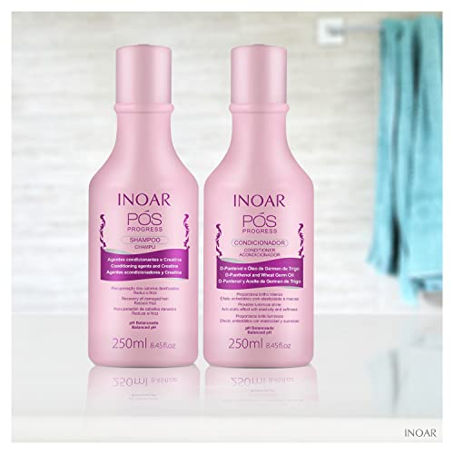 Inoar Dúo Pos Progress Champú y Acondicionador Alisado de Queratina - 1 Pack