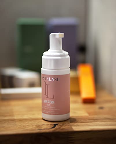 INSTALASH Lash & Face Desmaquillante Facial Espuma 100 ml, Limpiador Facial, Serum Pestañas, Lifting Pestañas, Serum Pestañas Crecimiento, Espuma Champu para Pestañas , Serum Crece Pestañas