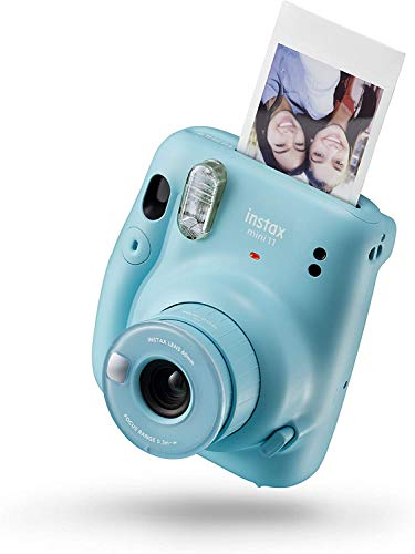 instax 16654956 Mini 11 - Cámara Instantánea, Sky Blue, Compacto + Fujifilm instax Mini Brillo - Pack de 40 Películas Fotográficas Instantáneas (40 Hojas), Color Blanco