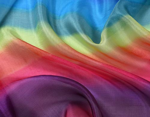 Invisible World Pañuelo Cabeza de Seda Foulard de Pelo Ligera Pintado a Mano para Mujer Arco Iris