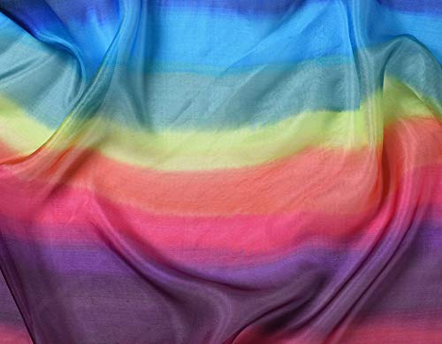 Invisible World Pañuelo Cabeza de Seda Foulard de Pelo Ligera Pintado a Mano para Mujer Arco Iris