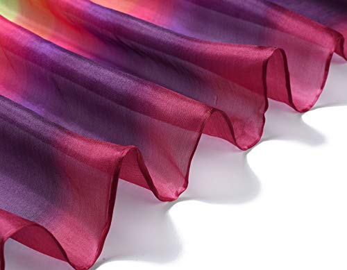 Invisible World Pañuelo Cabeza de Seda Foulard de Pelo Ligera Pintado a Mano para Mujer Arco Iris