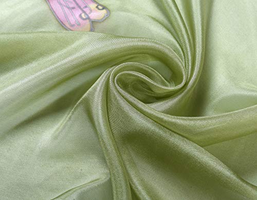 Invisible World Pañuelo Cabeza de Seda Foulard de Pelo Ligera Pintado a Mano para Mujer Libélula Verde Gris