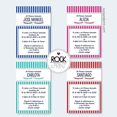 Invitaciones de comunión personalizadas. Listas. PACK INCLUYE SOBRES (Set 12 unidades o más) 10x15cm Niño o niña. Elige color de diseño y del sobre. Tarjetas de invitación Primera Comunión