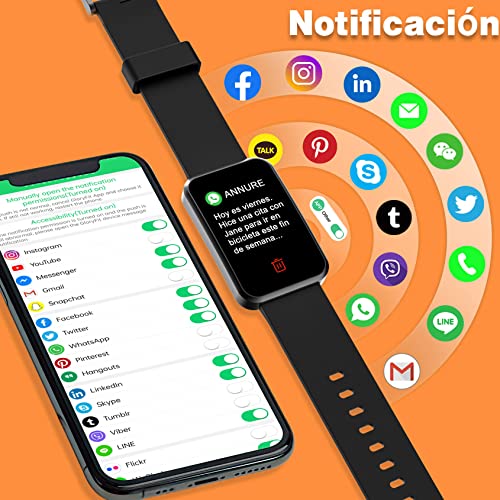 IOWODO R5 Reloj Inteligente,Pulsera de Actividad con Oxígeno en Sangre (SpO2),1.57'' Smartwatch Impermeable IP68 con Monitor de Frecuencia Cardíaca,Sueño Podómetro y Calorías para Andriod y iOS