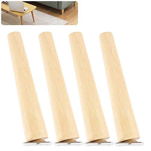 Iraza 4 patas de madera maciza cónicas de repuesto para muebles con placas de montaje y tornillos para sofá, cama, armario, silla, (patas inclinadas, 20 cm)
