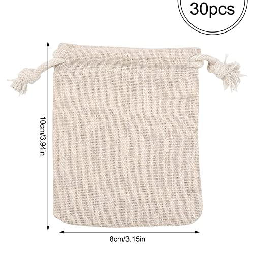 Irich 30 Piezas Bolsa de Algodón y Arpillera, Bolsas de Lino con Cordón Bolsitas de Tela Reutilizable para Almacenar Anillos Abalorios y Otras Cosas Pequeñas 8 × 10cm
